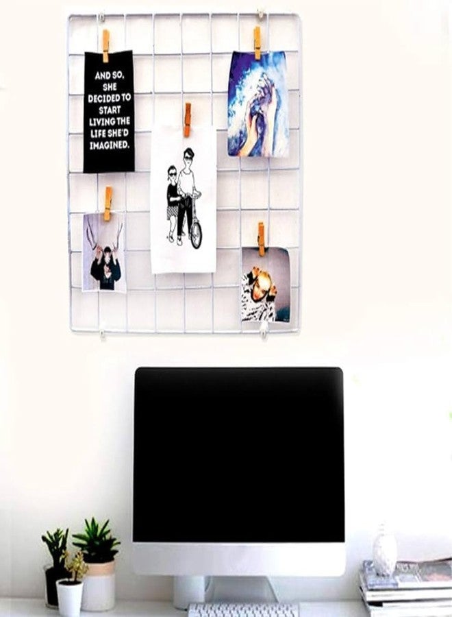 Pixie Daisy Metal Grid Wall Panel, Square Photo Display Board,Clip Holder Photo Frame, Creative Mesh Wall Grid,Steel Wall Grid Photo Frame Rectangular[40 * 40cm] Grid Wall Hanging (White) - Image 4