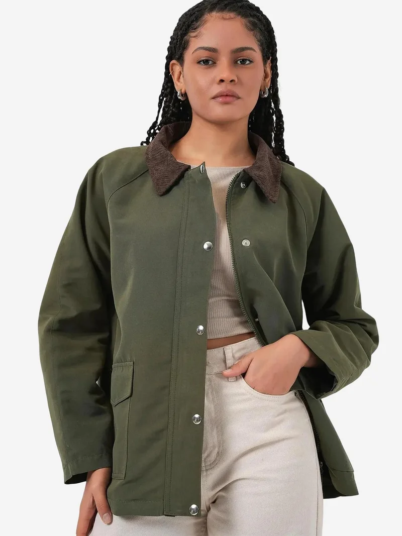 BIG DART BDART Gabardine Jacket with Button Closure and Pockets