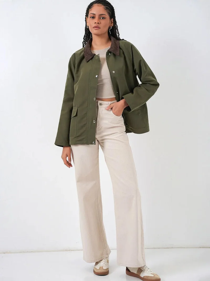 BIG DART BDART Gabardine Jacket with Button Closure and Pockets