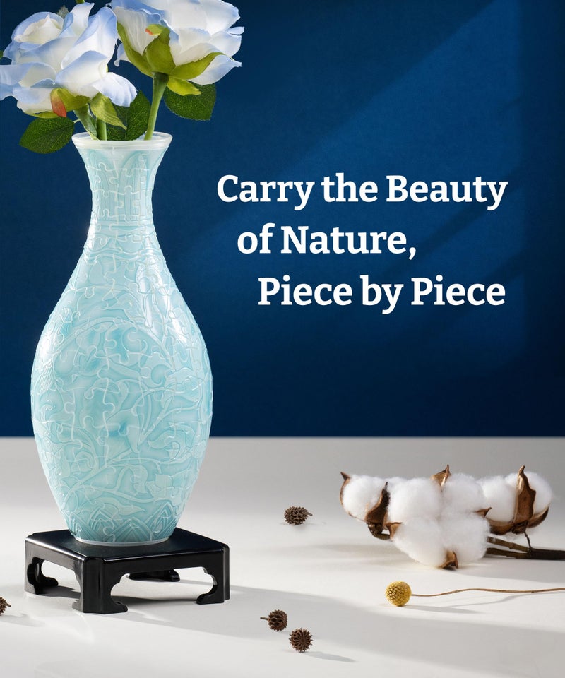PieceRelax Unique Flower Vase - 3D Puzzle Vase for Adults to Flower Arrangement and Home Decoration Made by 160 Curved Plastic Puzzle Pieces - Winter Grace [S1043] - Image 2