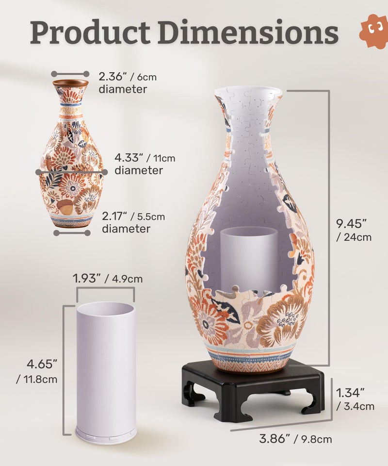 PieceRelax Unique Flower Vase - 3D Puzzle Vase for Adults to Flower Arrangement and Home Decoration Made by 160 Curved Plastic Puzzle Pieces - Winter Grace [S1043] - Image 5