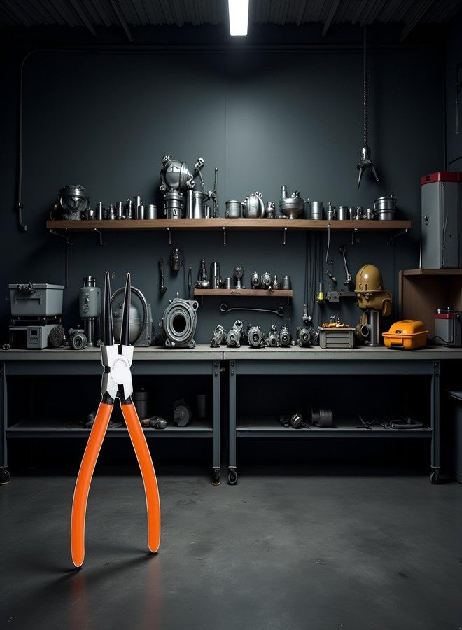 Junfamilee 1 Pc Orange Heavy Duty 7" EXTRA Long External Straight Retaining Ring Clip Circlip Removal Plier Snap-Ring Pliers, Slip-Joint Pliers Side-Cutting Pliers Plier Sets Needle-Nose - Image 3