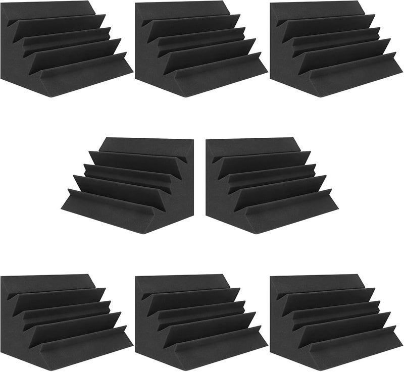 JBER 8 Pack Acoustic Foam Bass Trap Studio Foam 12" X 7" X 7" Soundproof Padding Wall Panels Corner Block Finish for Studios Home and Theater - Image 1