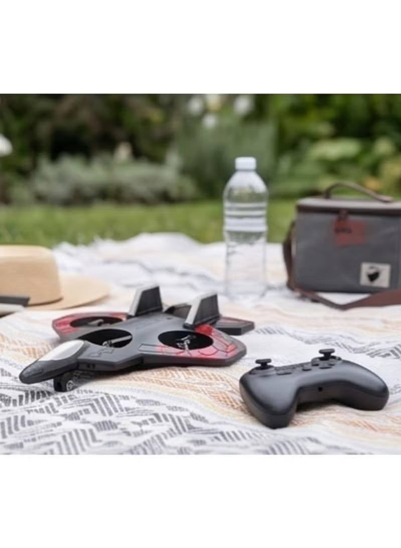 Toy Garden 2-in-1 RC Flying Car Quadcopter Drone with LED Lights, Black & Red - Image 5
