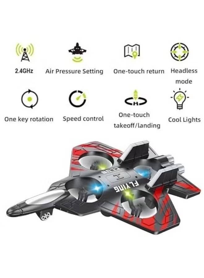 Toy Garden 2-in-1 RC Flying Car Quadcopter Drone with LED Lights, Black & Red - Image 4