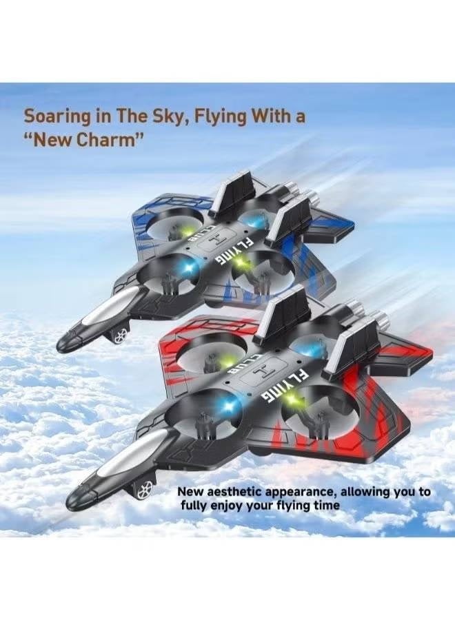 Toy Garden 2-in-1 RC Flying Car Quadcopter Drone with LED Lights, Black & Red - Image 2