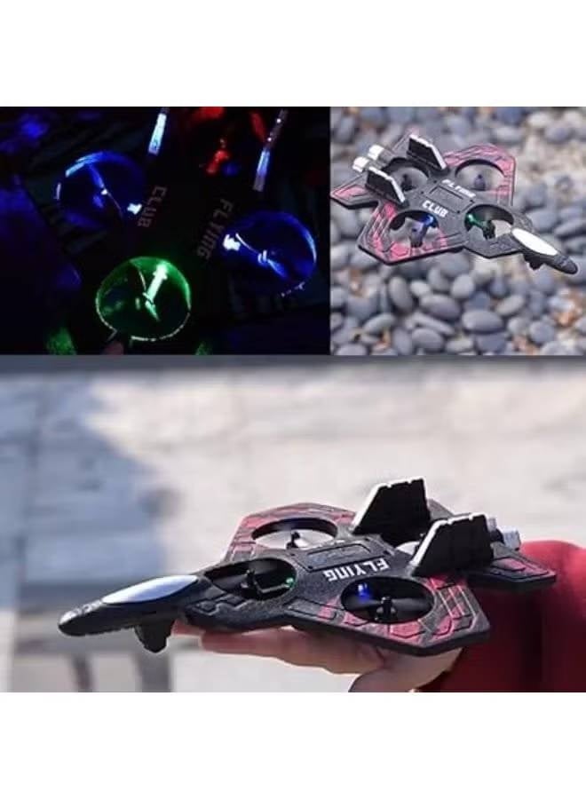 Toy Garden 2-in-1 RC Flying Car Quadcopter Drone with LED Lights, Black & Red - Image 3