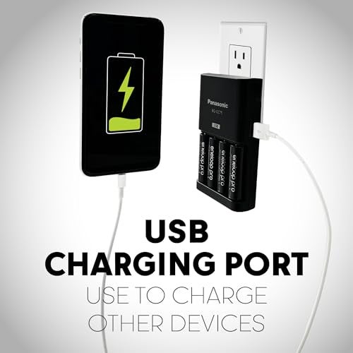 eneloop Panasonic BQ-CC75KSBHA eneloop pro Advanced Individual Battery Charger with USB Charging Port, Black - Image 4
