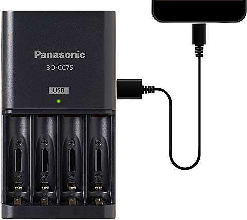 eneloop Panasonic BQ-CC75KSBHA eneloop pro Advanced Individual Battery Charger with USB Charging Port, Black - Image 1