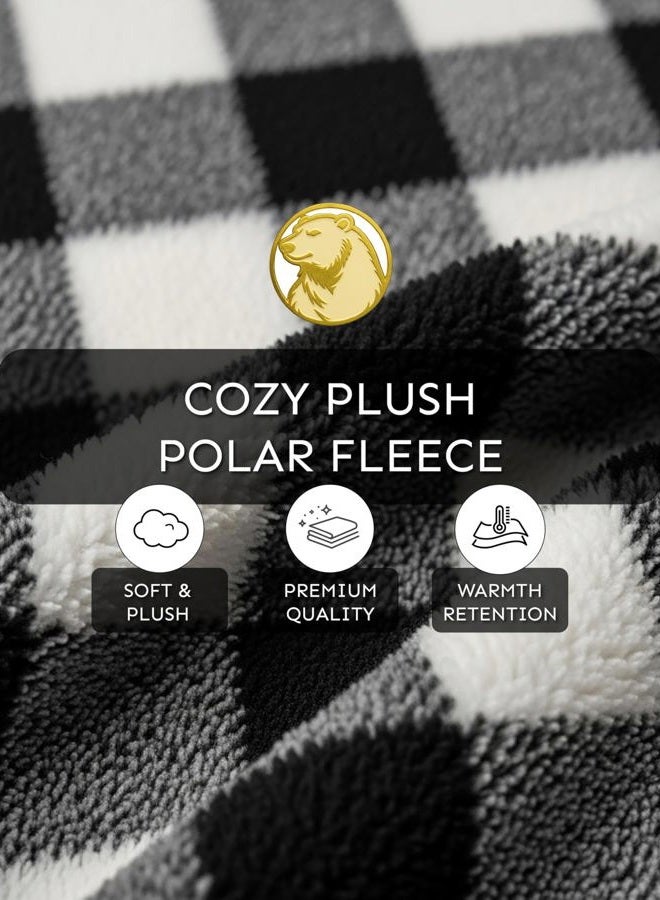 Andrew Scott Men's Plush Polar Fleece Long Nightshirt | Warm & Soft Henley Collar Sleep Lounge Shirt | Multi Packs, 2 Pack- Buffalo White Check | Buffalo Red Check, S - Image 4