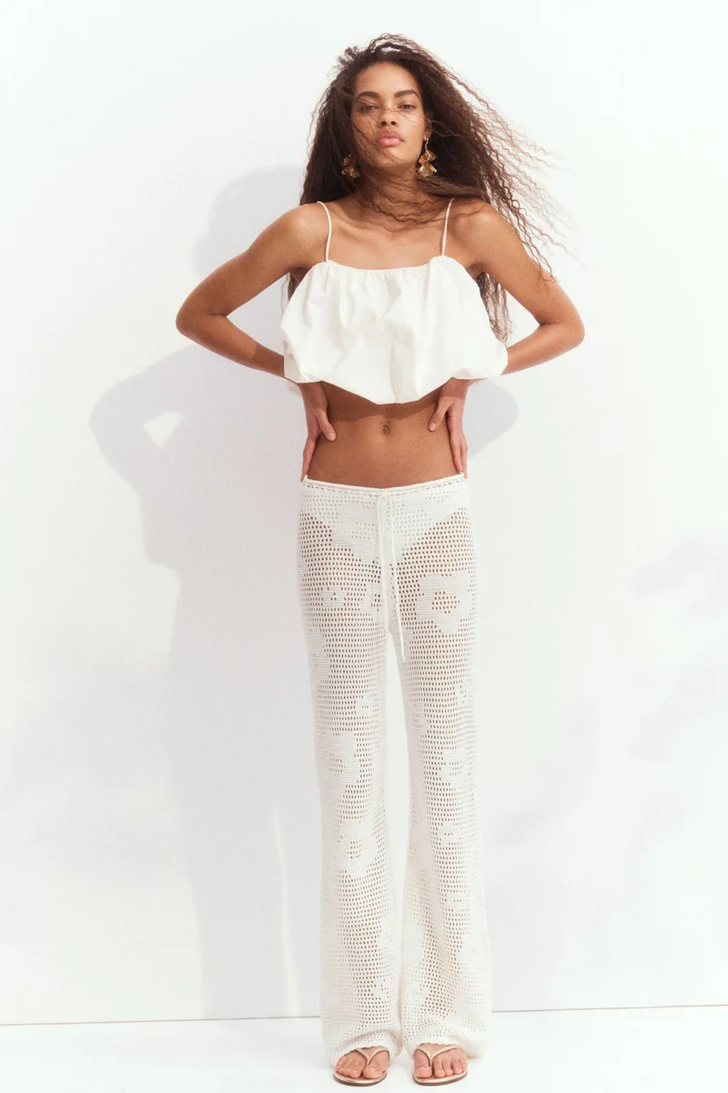 H&M Pointelle-knit drawstring trousers