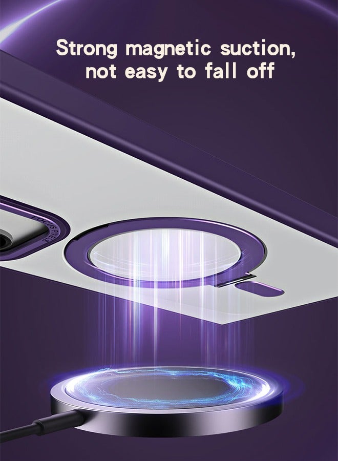 GROIC Magnetic Case for Samsung Galaxy S23 Ultra 6.8" Case Versatile Invisible Stand Compatible with Magsafe Shockproof Slim Protective Phone Cover Drop Protective Kickstand Purple Clear - Image 3