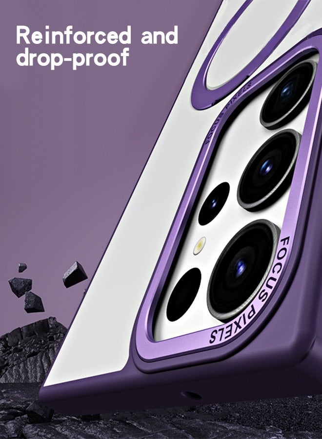 GROIC Magnetic Case for Samsung Galaxy S23 Ultra 6.8" Case Versatile Invisible Stand Compatible with Magsafe Shockproof Slim Protective Phone Cover Drop Protective Kickstand Purple Clear - Image 4