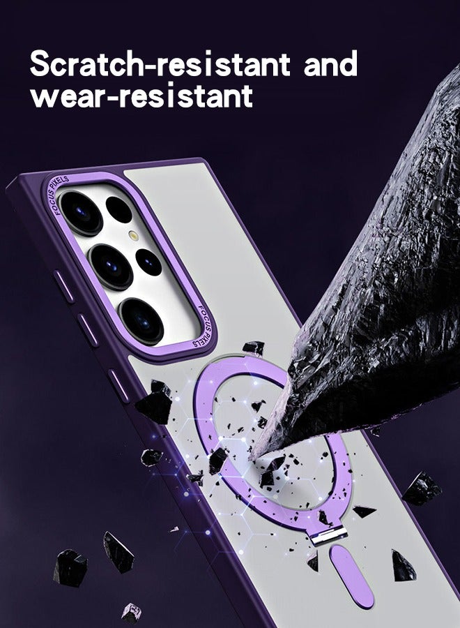 GROIC Magnetic Case for Samsung Galaxy S23 Ultra 6.8" Case Versatile Invisible Stand Compatible with Magsafe Shockproof Slim Protective Phone Cover Drop Protective Kickstand Purple Clear - Image 2