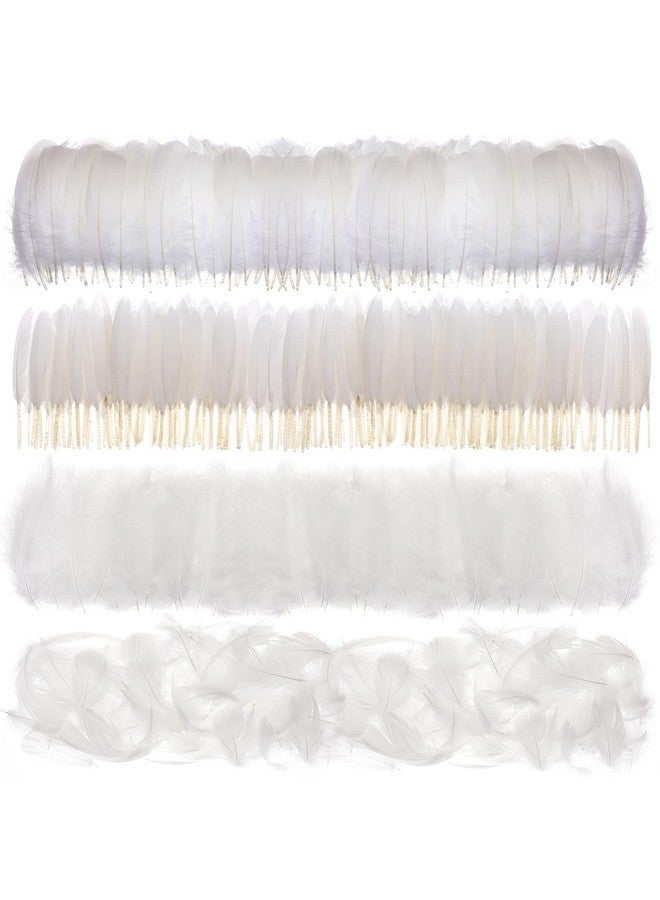 MWOOT 400 Pieces White Natural Goose Feathers 7-15 Cm For Dream Catchers Diy Costume Halloween Costume Handmade Earring Wedding Party Decoration Activities Home Easter - Image 1