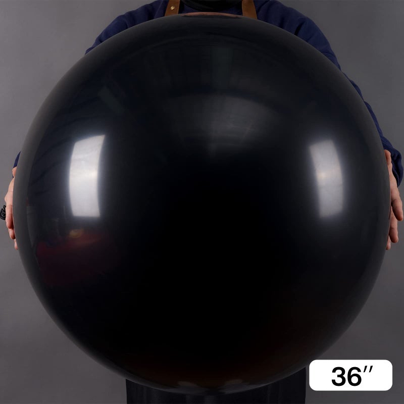 PartyWoo Black Balloons 4 pcs 36 Inch Latex Helium Matte Black Balloons for Baby Shower Birthday Graduation Casino Gaming Anniversary Retirement Pirate Race Car Theme Party Decorations Black-Y18 - Image 2