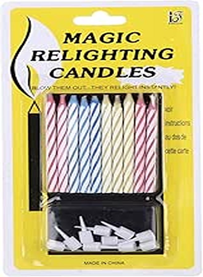 Magic Relighting Candles, Set of 10 - Multi Color