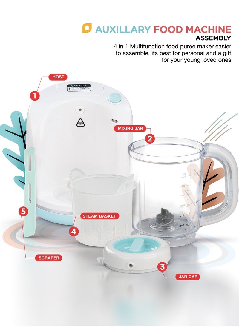 BAYBEE - Premium 4-In-1 Smart Multifunction Electric Food Processor, Steamer, Blender With 600 ML Jar, Steam Basket And Scraper - Image 1