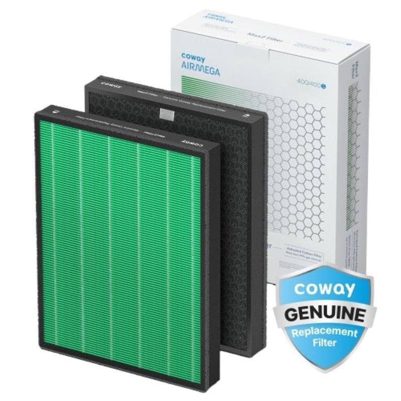 مجموعة فلاتر استبدال جهاز تنقية الهواء Coway Airmega 400400S ماكس 2 فلتر HEPA الحقيقي الأخضر وفلتر الكربون النشط AP2015FP