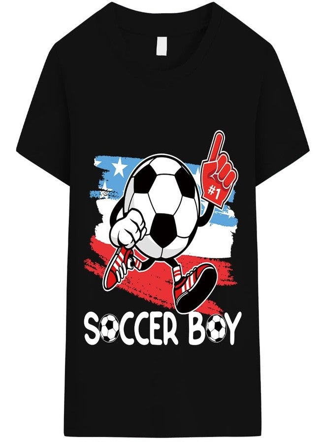 CM-Kid Boys Soccer T-Shirt Red White Blue Kids Football Guy Clothes Short Sleeves Funny Game Tee 4T - Image 1
