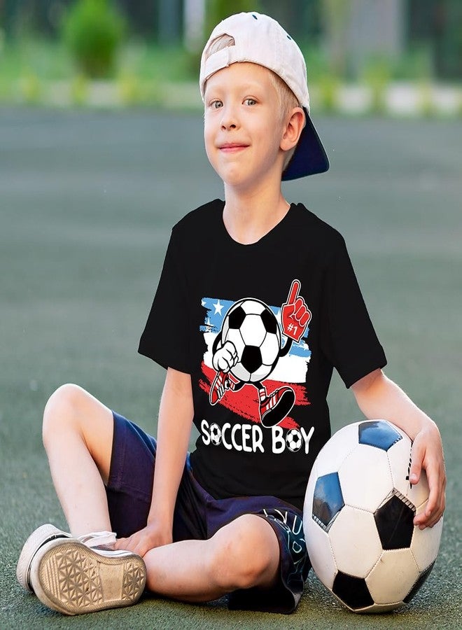 CM-Kid Boys Soccer T-Shirt Red White Blue Kids Football Guy Clothes Short Sleeves Funny Game Tee 4T - Image 5
