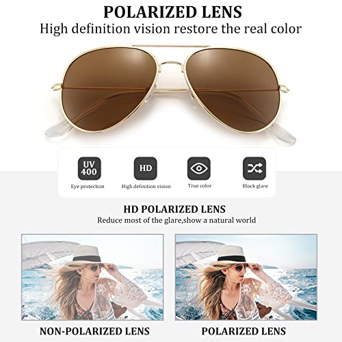 Outray Night Vision Polarized Aviator Sunglasses for Driving (Gold Frame/Brown Lens, Brown) - Image 4