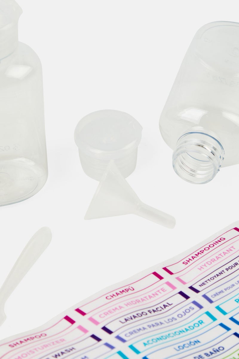 Miamica مجموعة زجاجات سفر مكونة من 4 قطع وحقيبة مستلزمات شخصية، شفافة - Image 4