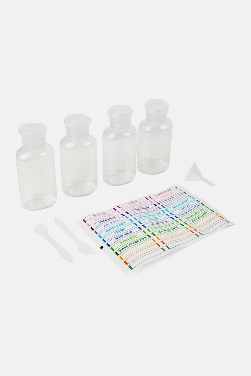 Miamica 4 Pieces Travel Bottles And Toiletry Bag Kit, Transparent - Image 3