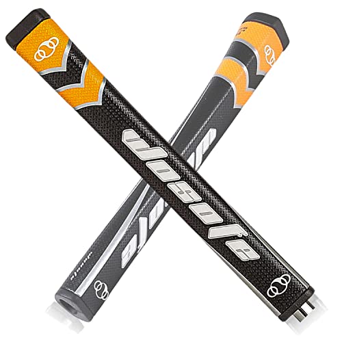 Zenesty Golf Putter Grips Midsize for Men 45g 2.0 Fit Most Iron Club Pistol Shape Lightweight Tacky Surface Delicate Pattern Soft Polyurethane Material Comfortable Feel (Black Orange) - Image 1