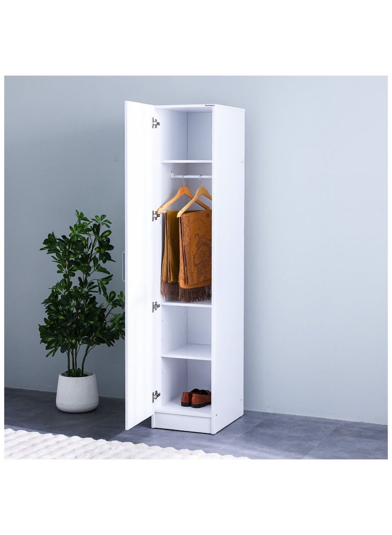 DANUBE HOME خزانة ملابس Supreme بباب واحد مع مرآة لتعليق الملابس رف تخزين قوي إضافي منظم بتصميم حديث خزانة موفرة للمساحة لغرفة النوم - أبيض - Image 2