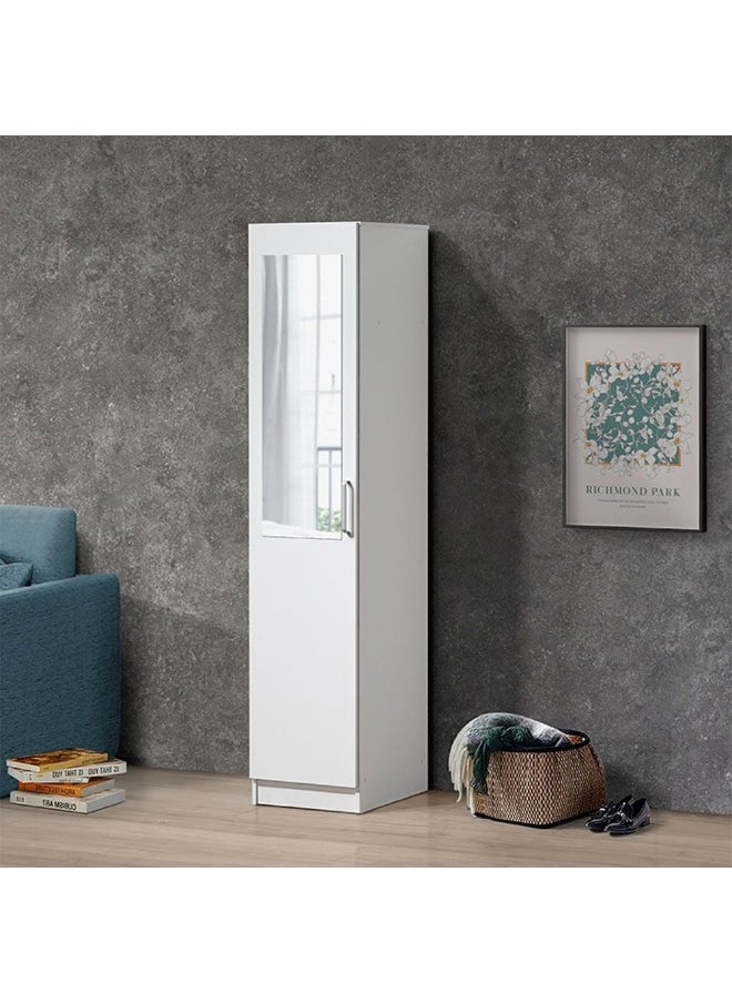 DANUBE HOME Supreme 1-Door Wardrobe With Mirror For Hanging Clothes Extra Sturdy Rack Storage Organiser Modern Design Space Saving Cabinets For Bedroom - White  - Image 3