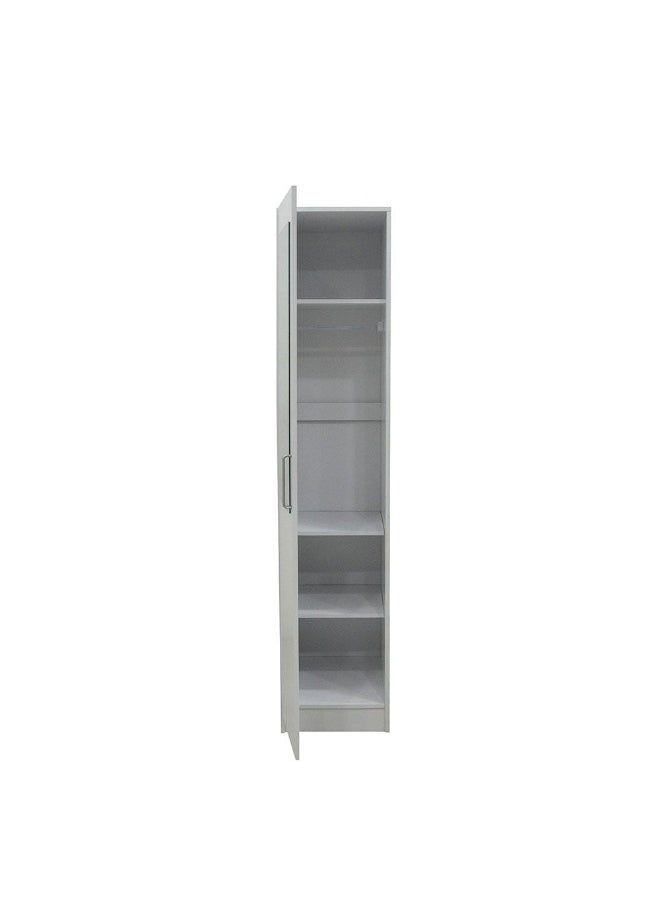 DANUBE HOME Supreme 1-Door Wardrobe With Mirror For Hanging Clothes Extra Sturdy Rack Storage Organiser Modern Design Space Saving Cabinets For Bedroom - White  - Image 5