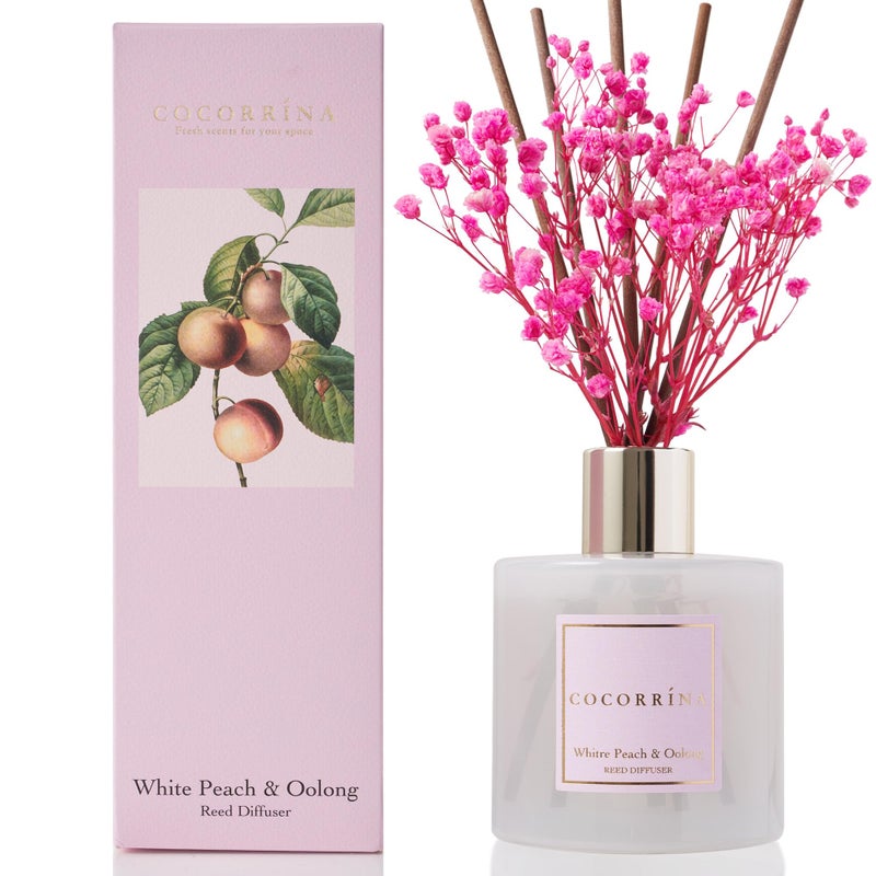 COCORRÃNA CocorrÃ­na Reed Diffuser Sets - 6.7 oz. White Peach& Oolong Scented Diffuser with 8 Sticks Home Fragrance Reed Diffuser for Bathroom Shelf Decor - Image 2