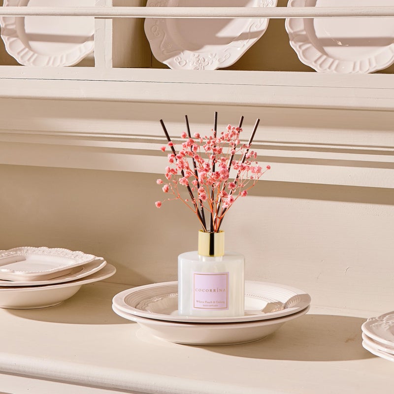 COCORRÃNA CocorrÃ­na Reed Diffuser Sets - 6.7 oz. White Peach& Oolong Scented Diffuser with 8 Sticks Home Fragrance Reed Diffuser for Bathroom Shelf Decor - Image 5