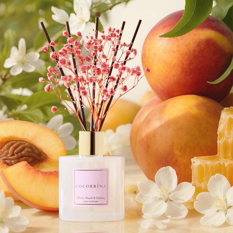 COCORRÃNA CocorrÃ­na Reed Diffuser Sets - 6.7 oz. White Peach& Oolong Scented Diffuser with 8 Sticks Home Fragrance Reed Diffuser for Bathroom Shelf Decor - Image 4