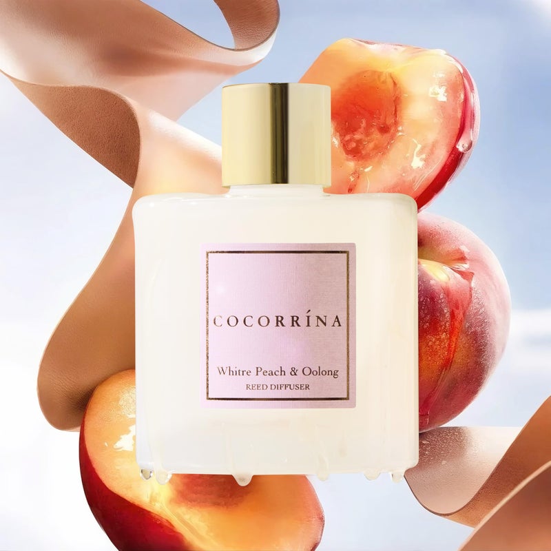 COCORRÃNA CocorrÃ­na Reed Diffuser Sets - 6.7 oz. White Peach& Oolong Scented Diffuser with 8 Sticks Home Fragrance Reed Diffuser for Bathroom Shelf Decor - Image 3