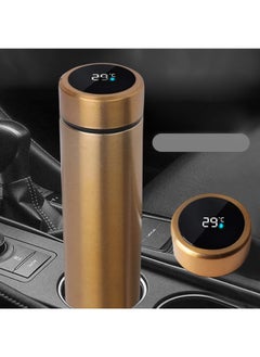 Smart Vacuum Flask And Water Bottle For Hot And Cold Drinks Keeps Your Drink Cold For 24 And Hot For 8 Hours With LED Temperature Display Stainless Steel Water Bottle Camping Flask Gold