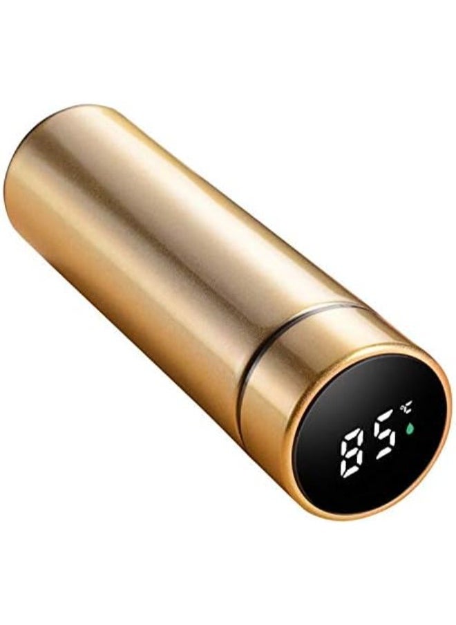 SHOPI - Smart Vacuum Flask And Water Bottle For Hot And Cold Drinks Keeps Your Drink Cold For 24 And Hot For 8 Hours With LED Temperature Display Stainless Steel Water Bottle Camping Flask Gold - Image 1