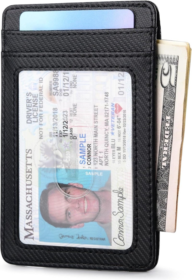 Buffway Mens Slim Wallet, Minimalist Thin Front Pocket Leather Credit Card Holder with RFID Blocking for Work Travel - Image 2