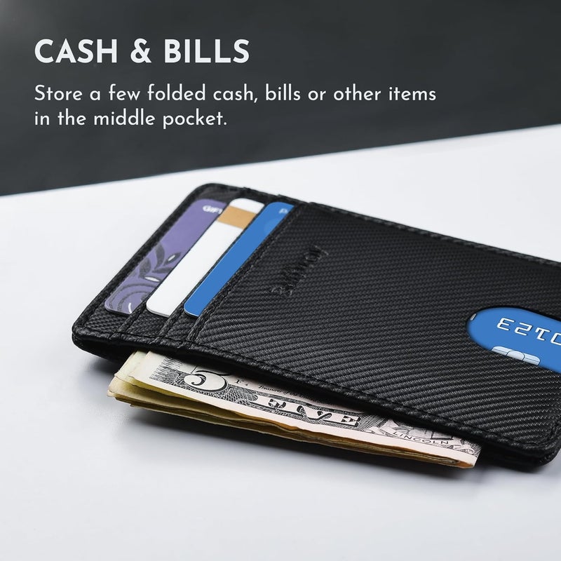 Buffway Mens Slim Wallet, Minimalist Thin Front Pocket Leather Credit Card Holder with RFID Blocking for Work Travel - Image 5