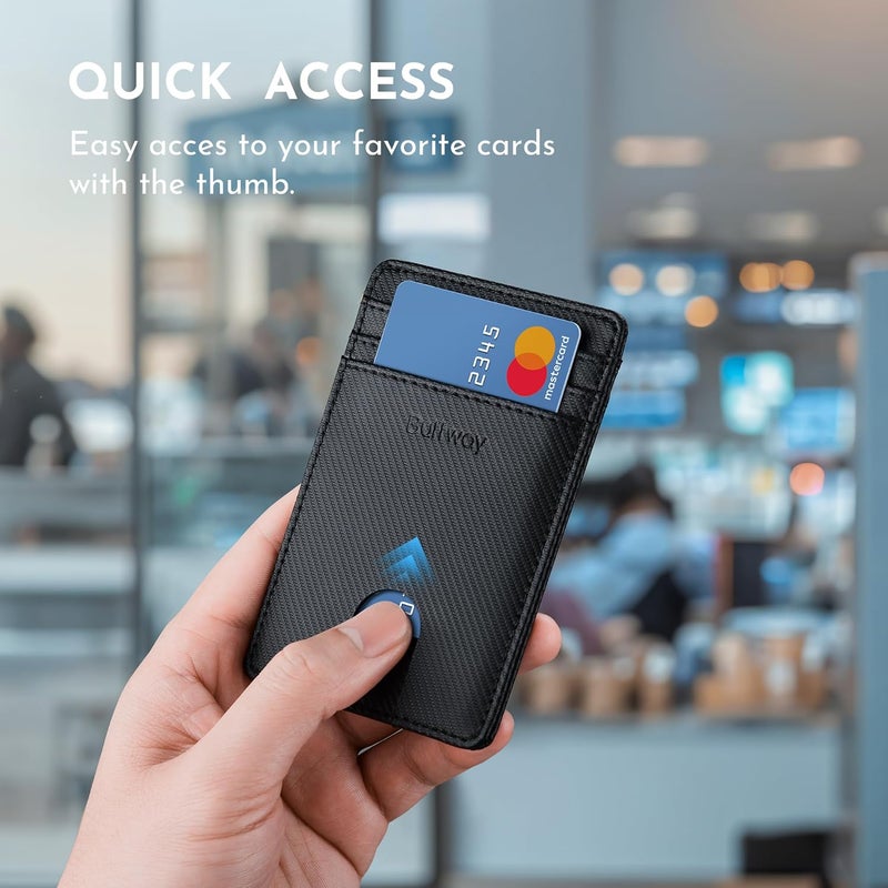 Buffway Mens Slim Wallet, Minimalist Thin Front Pocket Leather Credit Card Holder with RFID Blocking for Work Travel - Image 3