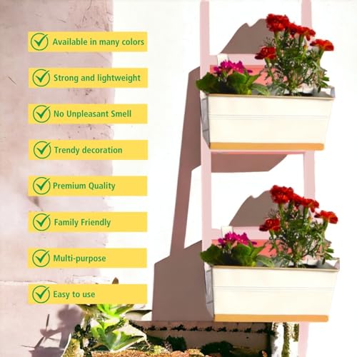 ecofynd 16 Inches Apollo Railing Planters for Balcony, Hanging Pots for Plants, Wall Hanging Decorative Planters for Vertical Garden, Pack of 6, (White) - Image 5