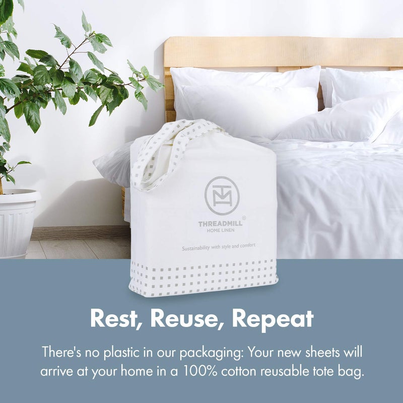 Threadmill أغطية وسائد فاخرة من Threadmill Home Linen بحجم كينج - 100% قطن طبيعي 600 خيط، مجموعة أغطية وسائد بيضاء داماسك 2 قطعة، واقيات وسائد مخططة من قطن ELS مصفف ناعم - Image 5