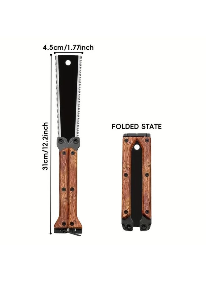 Wooden Handle Folding Saw Double Sided Serrated Blade Teflon Coating Anti Jam - Image 4