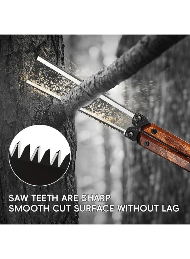 Wooden Handle Folding Saw Double Sided Serrated Blade Teflon Coating Anti Jam - Image 5