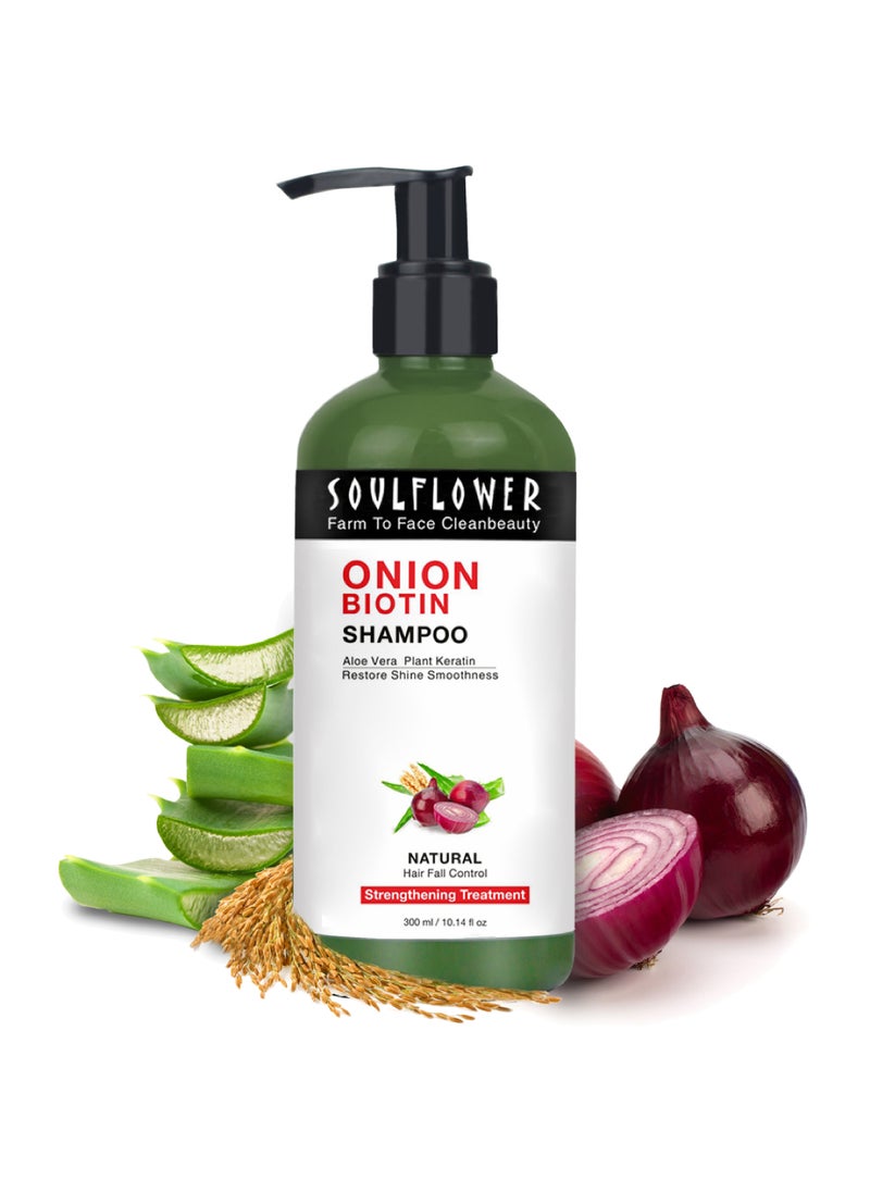Soulflower Onion Biotin Shampoo For Hair Fall Control, Enriched With Argan, Keratin, Sls / Sles Free, 100% Pure, Organic, Natural  - Image 1