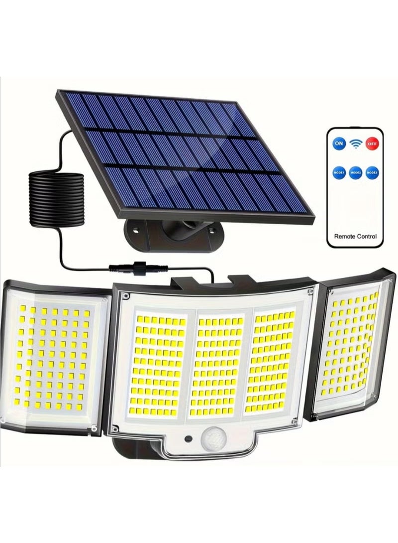 SYXUMLKLS أضواء شمسية خارجية، 348 مصباح LED مع مستشعر حركة، أضواء شمسية خارجية للفناء، الشرفة، الحديقة، والمرآب