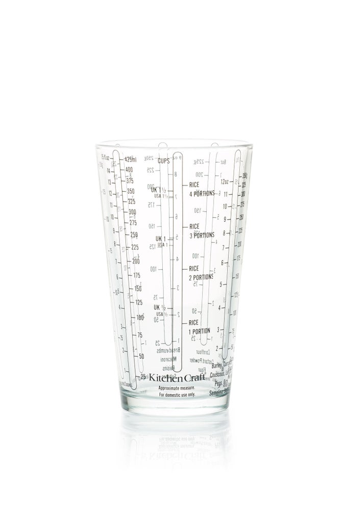 GLASS MEASURING CUP FOR WET AND DRY INGREDIENTS IMPERIAL AND METRIC UNITS POWDERED MIXES AND LIQUIDS 450 ML