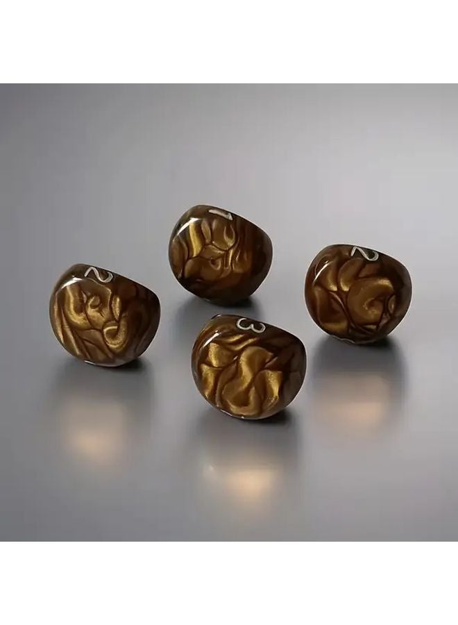 4 قطع نرد ذهبية D3 فريدة بنمط لؤلؤي متعدد الأوجه لألعاب الأدوار - Image 4