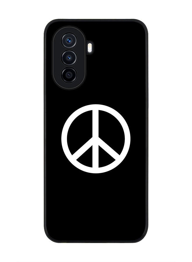 Stylizedd Rugged Black edge case for Huawei Nova Y70  Slim fit Soft Case Flexible Rubber Edges Anti Drop TPU Gel Thin Cover - Peace Sign - Image 1